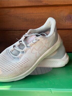 Under Armour Women's Light Gray and Pink Accent Running Sneakers